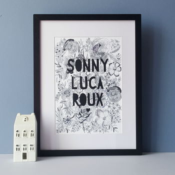 Personalised Family Monochrome Florals Papercut Print, 2 of 12