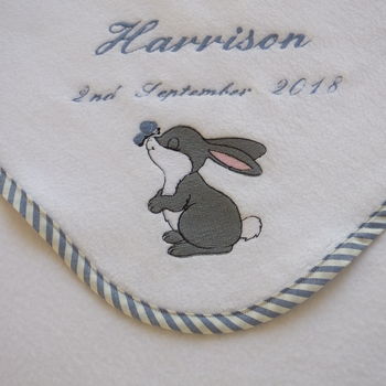 Personalised Embroidered Baby Blanket With Bunny Motif, 3 of 4