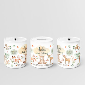 Personalised Forest Animals Ceramic Money Box, 6 of 8