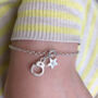 Handcuff And Initial Star Silver Friendship Bracelet, thumbnail 11 of 12