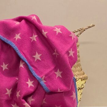 Stars Blanket Scarf In Hot Pink, 2 of 3