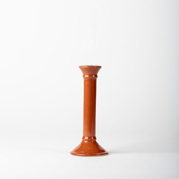 Handmade Burnt Orange Ceramic Tall Taper Candlestick, 2 of 3