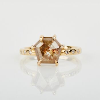 18ct Gold Hexagon Diamond Engagement Ring, 2 of 4