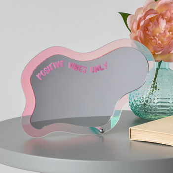 Personalised Positive Vibes Cloud Shaped Bedside Mirror, 2 of 6