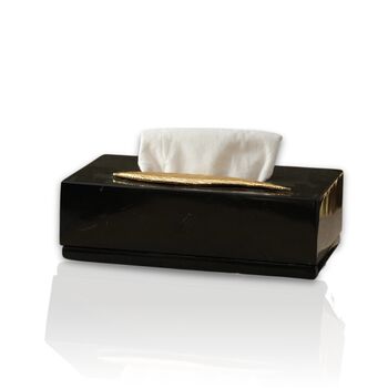 Handmade Black Marble Tissue Box With Brass Accent, 2 of 2