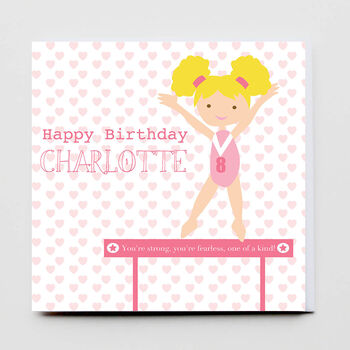 Gymnastic Birthday Girl Personalised Card, 3 of 3
