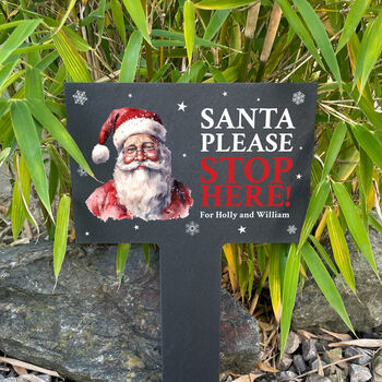 Personalised Traditional Santa Please Stop Here Sign, 2 of 4
