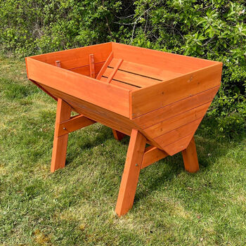 Raised Vegetable Herb Wooden Planter With Three Liners, 8 of 8