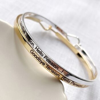 Gold Or Silver Plated Retirement Bangle | Goodbye Tension Hello Pension, 5 of 12