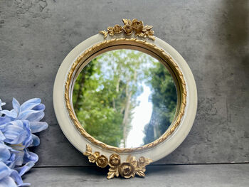 20cm Cream And Gold Decorative Wall Mirror – Floral Motif, 5 of 12