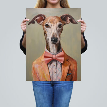 Smart As A Whippet Bow Tie Greyhound Wall Art Print, 2 of 6