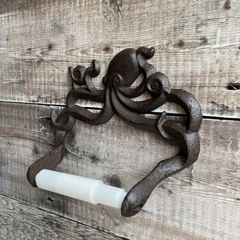 Ozzy Octopus Wall Mounted Cast Iron Loo Roll Holder, 6 of 7