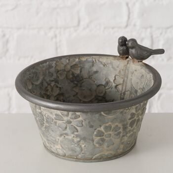 Zinc Bird Bath Planter With Birds, 2 of 5