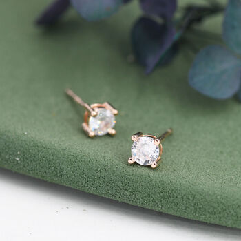 Sterling Silver Tiny Cz Stud Earrings, 5 of 12