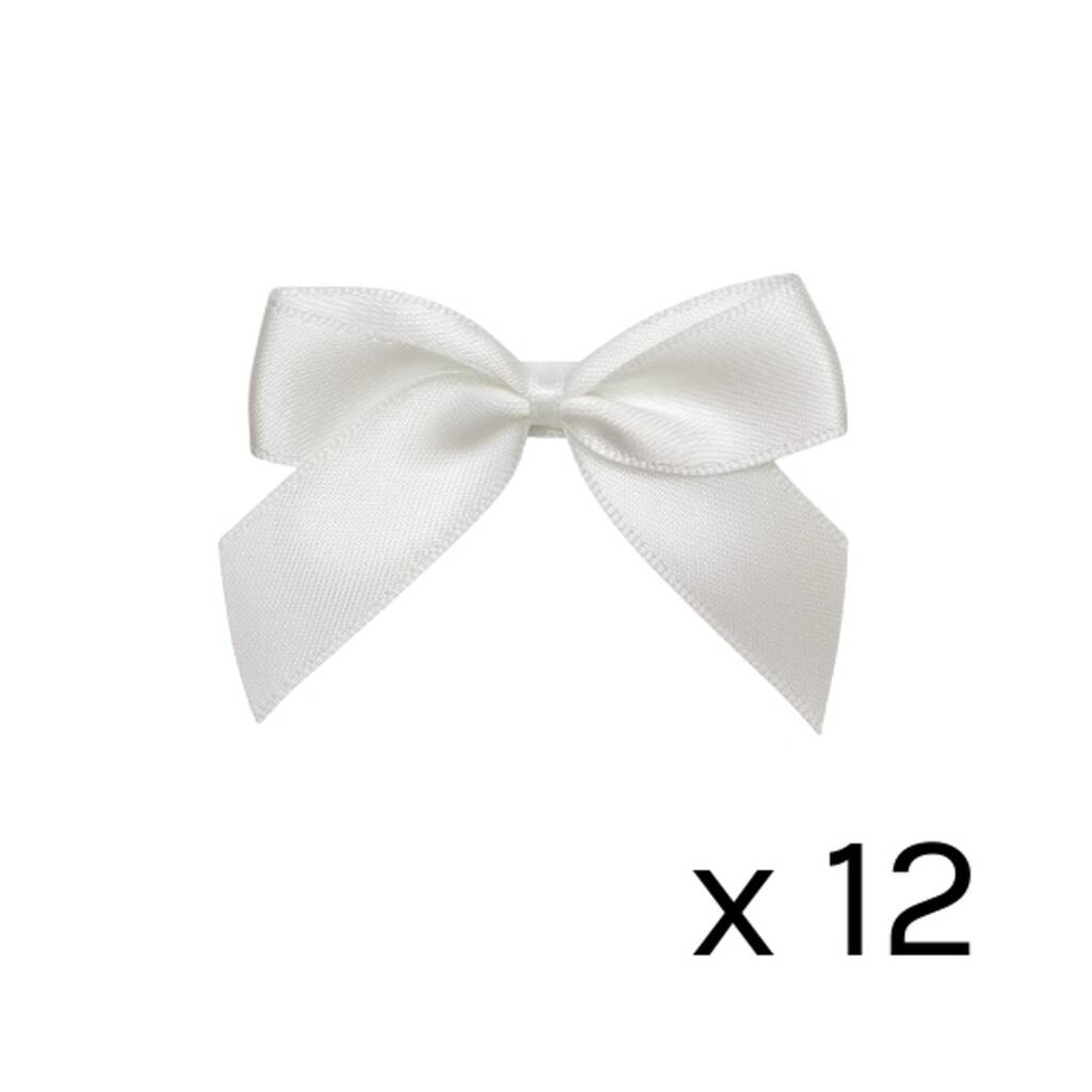5cm White Satin Self Adhesive Ribbon Bows X 12, 1 of 1