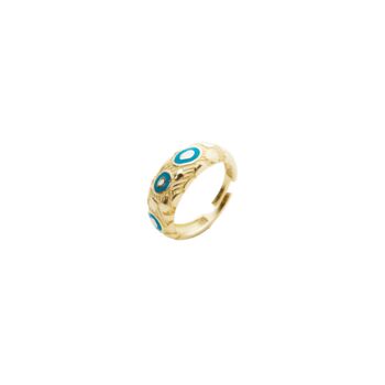 Natural Textured Sterling Silver Evil Eye Ring, 9 of 10