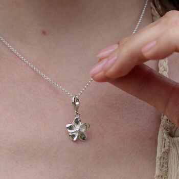 Sterling Silver Flower Charm Necklace, 3 of 9