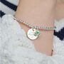 Sterling Silver Ball Slider Bracelet Personalised Mini Disc And Birthstone, thumbnail 1 of 7