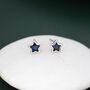 Sterling Silver Darkest Blue Cz Star Stud Earrings, thumbnail 4 of 12