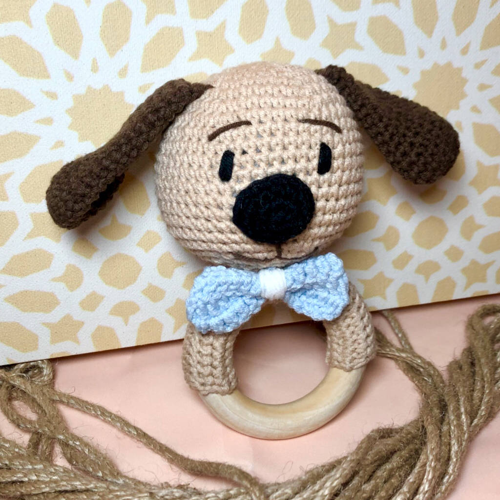 Dog Crochet Rattle/ Teether By Bebeach Kids