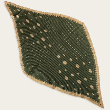 Dark Green Polka Dot Pleated Silky Scarf, 2 of 3