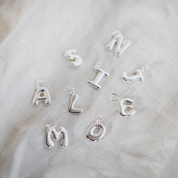 Sterling Silver Chunky Bubble Initial Letter Necklace, 6 of 10