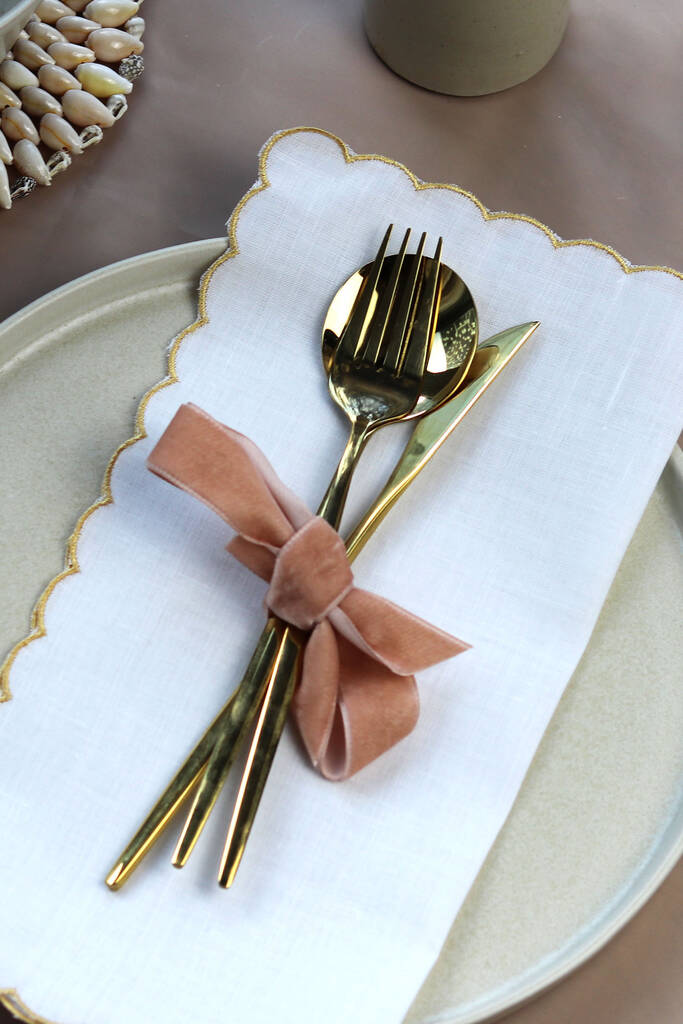 Set Of Four Scallop Edge Placemat Napkins, 1 of 4