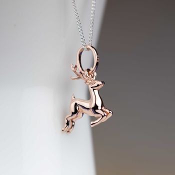 Personalised Sterling Silver Leaping Deer Necklace, 4 of 5