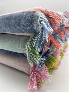 Dolce 100% Cotton Modern Striped Beach Towel Pink / Yellow And Green, 10 of 11