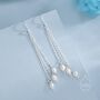 Sterling Silver Genuine Pearl Drop Hook Cascade Earrings, thumbnail 1 of 11