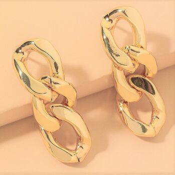 Gold Plated Chunky Curb Chain Stud Earring, 6 of 7