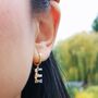 Gold Plated 925 Silver Crystal Initial Hoop Earrings, thumbnail 2 of 12