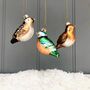 Set Of Six Glass Bird Decorations, thumbnail 2 of 3