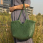 Hand Woven Genuine Leather Shopping Bag, thumbnail 5 of 12