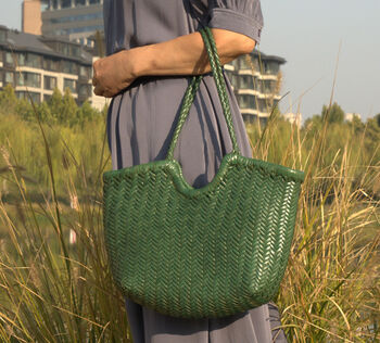 Hand Woven Genuine Leather Shopping Bag, 5 of 12