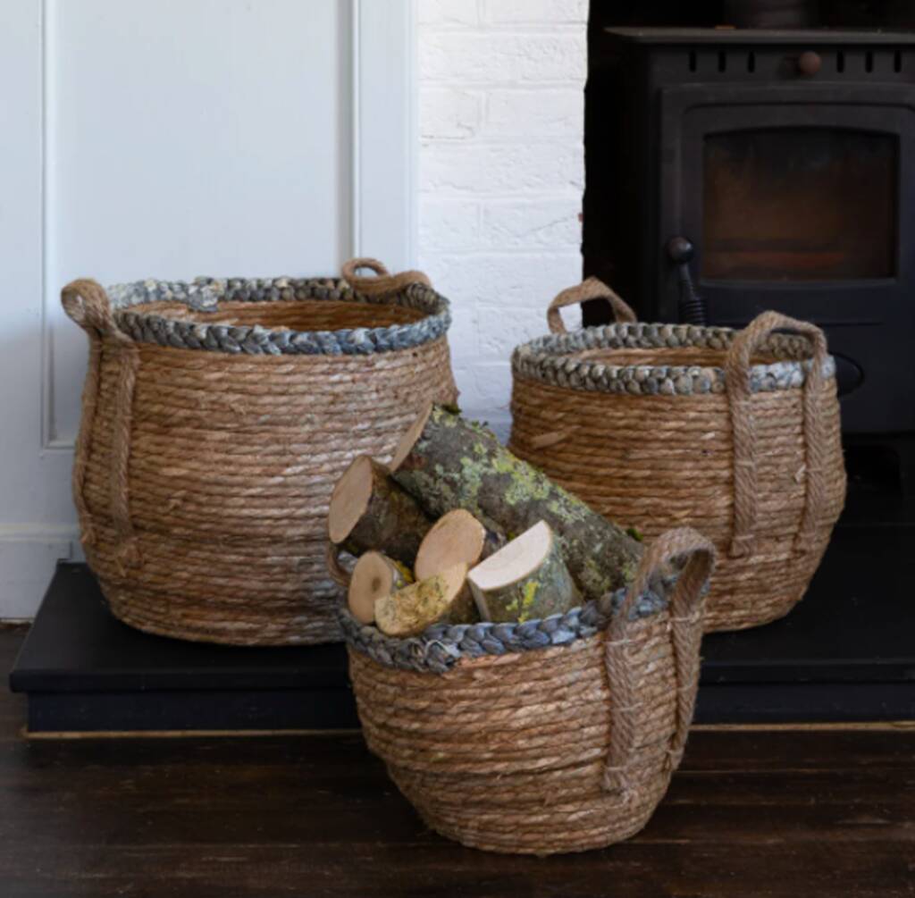 Natural Storage Baskets With Grey Rim By The Wedding of my Dreams