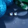 Opal Or Moonstone Cat Stud Earrings Sterling Silver, thumbnail 1 of 12