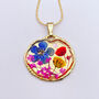 Pressed Flowers Round Pendant Necklace Small Hand Made, thumbnail 1 of 12