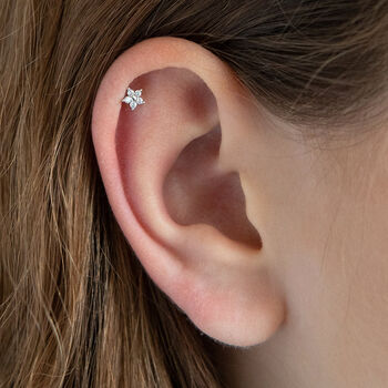 Tiny Floral Helix Stud Earring, 4 of 5