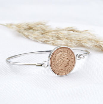 21st Birthday 2004 Or 2005 Penny Coin Bangle Bracelet, 2 of 9