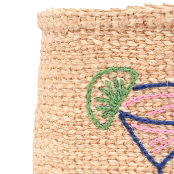 Cocktail Embroidered Woven Storage Basket, 3 of 5