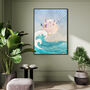 Custom Colour Sun Wave Ocean Landscape Wall Art Print, thumbnail 2 of 8