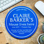 Personalised Blue Plaque Mouse Mat, thumbnail 1 of 6