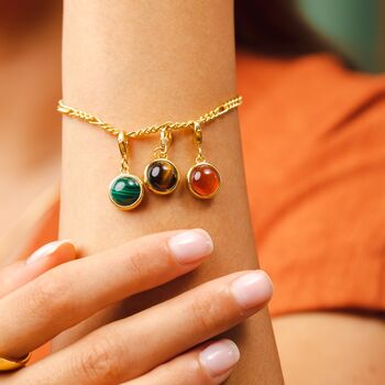 Gold Plated Healing Stone Figaro Charm Bracelet, 6 of 12