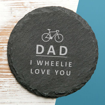 Personalised Cycling Pun Natural Slate Coaster, 4 of 5