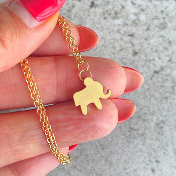 Elephant Pendant Necklace In Gold Plate, 3 of 3