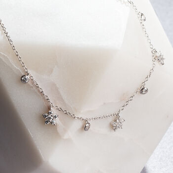 Diamante Flower Sterling Silver Anklet, 3 of 3