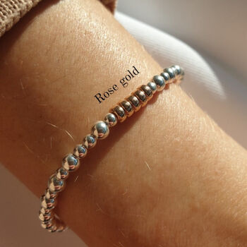 Sterling Silver 925 Milestone 30 40 50 60 70 80 90 Yellow Rose Gold Bead Birthday Bracelet, 5 of 9