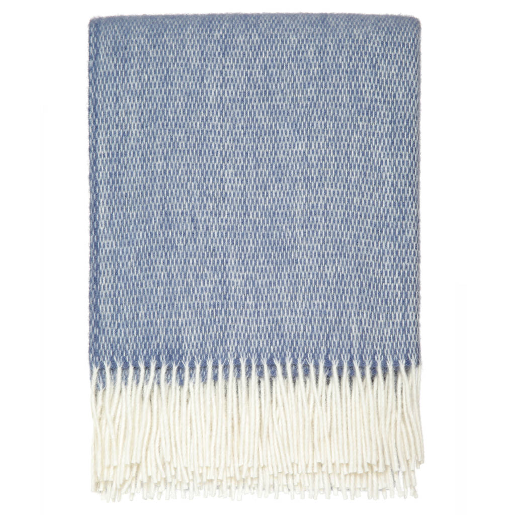 plain blue wool throw by dreamwool blanket co.