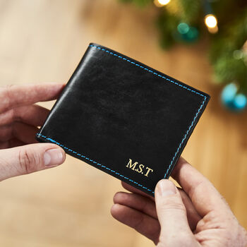 Personalised Leather Card Wallet With Contrast Stitch, 4 of 12